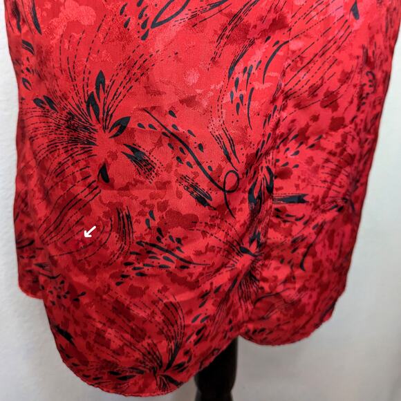 Vintage Blondie and Me Red Satin Ruched Wrap Dress Kimono Evening USA 80's S/M - Picture 6 of 12